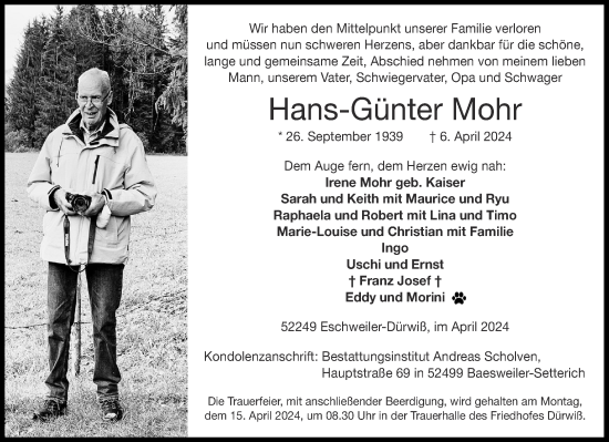Traueranzeige von Hans-Günter Mohr von Aachener Zeitung