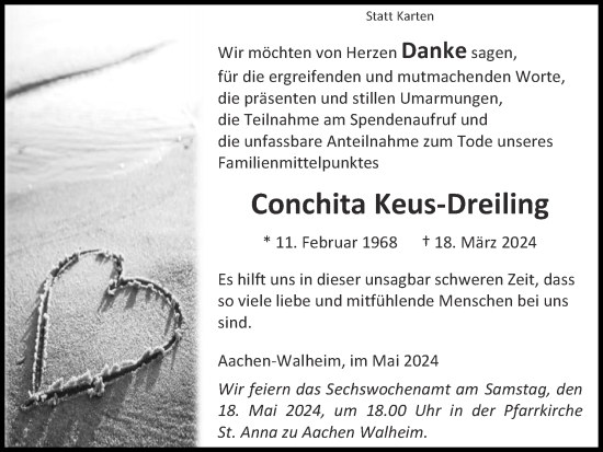 Traueranzeige von Conchita Keus-Dreiling von Zeitung am Sonntag