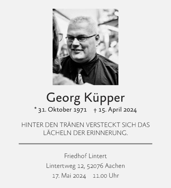 Traueranzeige von Georg Küpper von Aachener Zeitung