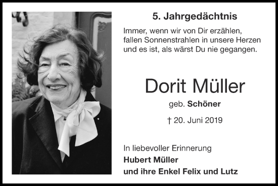 Traueranzeige von Dorit Müller von Zeitung am Sonntag