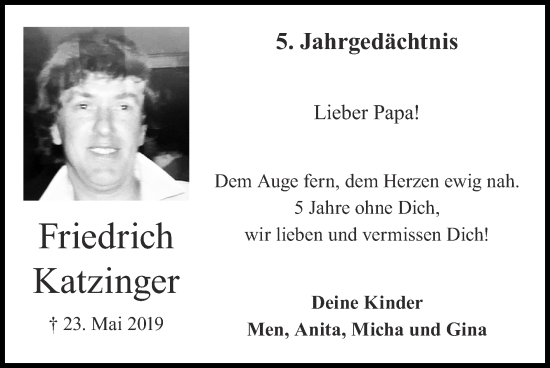 Traueranzeige von Friedrich Katzinger von Zeitung am Sonntag