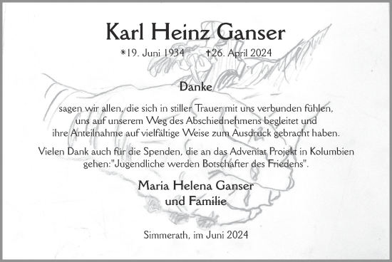Traueranzeige von Karl Heinz Ganser von Zeitung am Sonntag