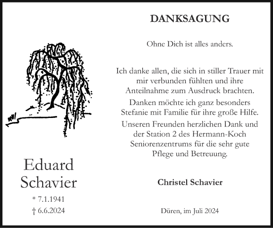 Traueranzeige von Eduard Schavier von Zeitung am Sonntag