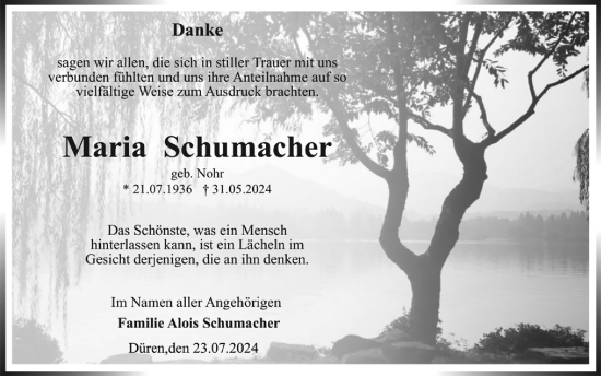 Traueranzeige von Maria Schumacher von Zeitung am Sonntag