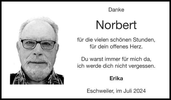 Traueranzeige von Norbert  von Zeitung am Sonntag