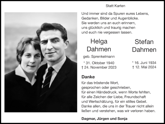 Traueranzeige von Stefan Dahmen von Zeitung am Sonntag