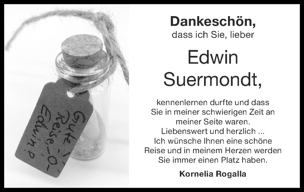  Traueranzeige für Edwin Suermondt vom 11.08.2024 aus Zeitung am Sonntag