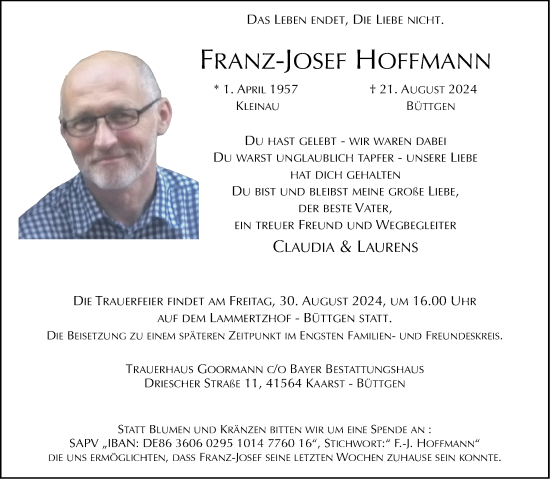 Traueranzeige von Franz-Josef Hoffmann von Aachener Zeitung