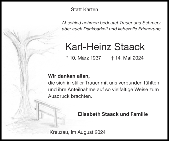 Traueranzeige von Karl-Heinz Staack von Zeitung am Sonntag