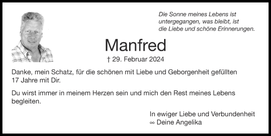 Traueranzeige von Manfred  von Zeitung am Sonntag