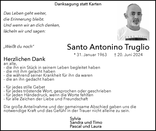 Traueranzeige von Santo Antonino Truglio von Zeitung am Sonntag