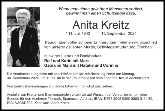 Traueranzeige von Anita Kreitz von Zeitung am Sonntag