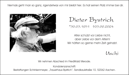 Traueranzeige von Dieter Bystrich von Aachener Zeitung