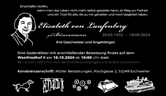 Traueranzeige von Elisabeth von Laufenberg von Aachener Zeitung