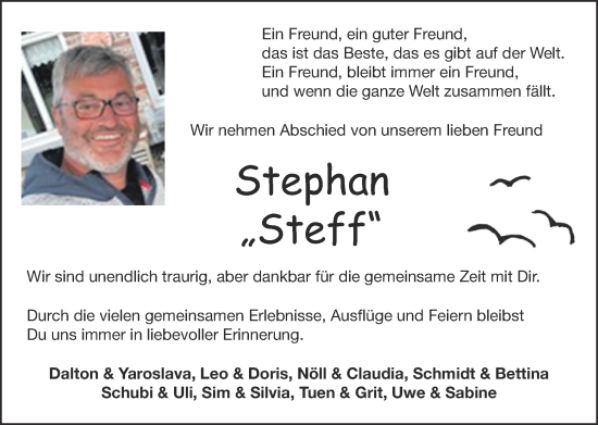 Traueranzeige von Stephan  von Zeitung am Sonntag