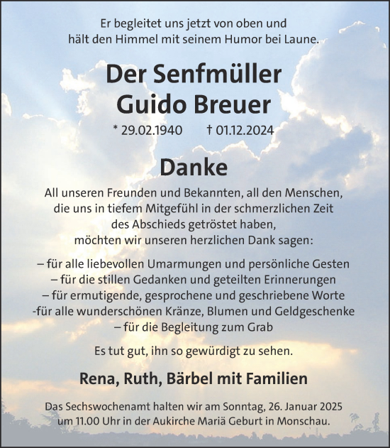 Traueranzeige von Guido Breuer von Aachener Zeitung