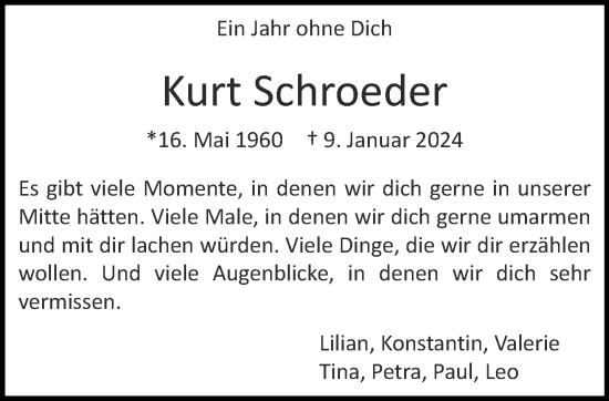 Traueranzeige von Kurt Schroeder von Aachener Zeitung