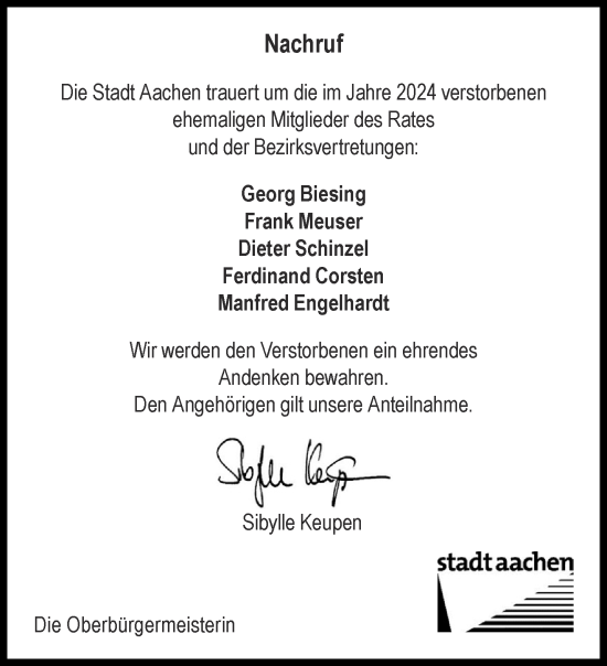 Traueranzeige von Manfred Engelhardt von Aachener Zeitung