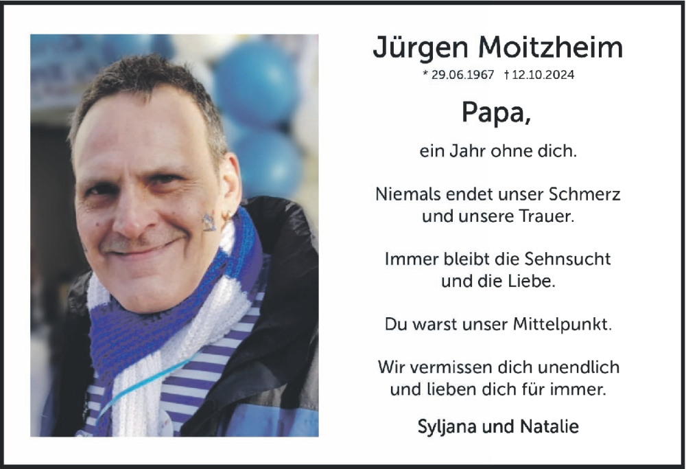  Traueranzeige für Jürgen Moitzheim vom 12.10.2025 aus Zeitung am Sonntag