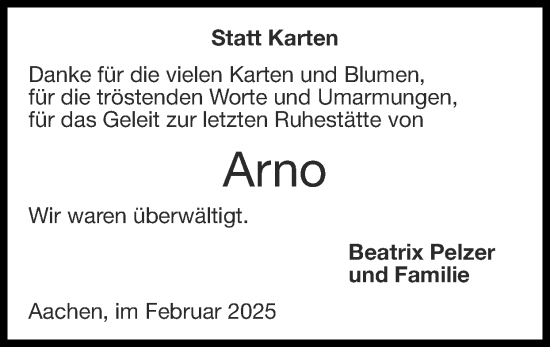 Traueranzeige von Arno  von Zeitung am Sonntag
