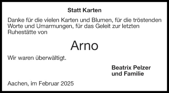 Traueranzeige von Arno  von Aachener Zeitung