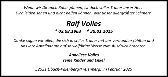 Traueranzeige von Ralf Volles von Zeitung am Sonntag