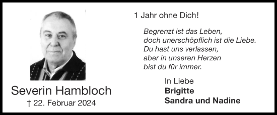 Traueranzeige von Severin Hambloch von Zeitung am Sonntag