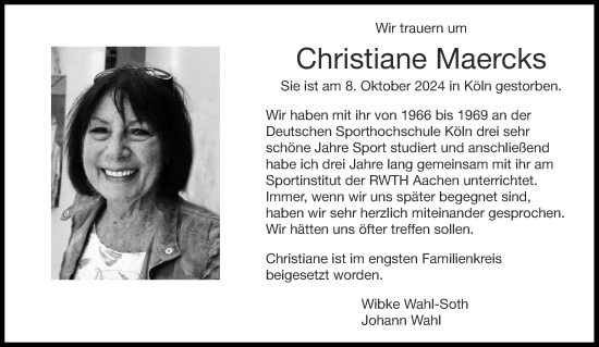 Traueranzeige von Christiane Maercks von Aachener Zeitung