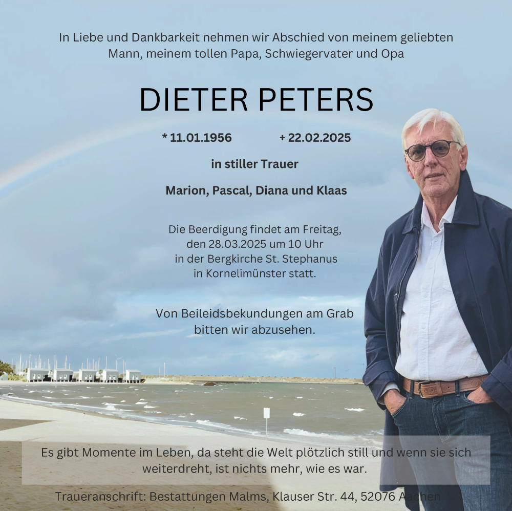  Traueranzeige für Dieter Peters vom 22.03.2025 aus Aachener Zeitung