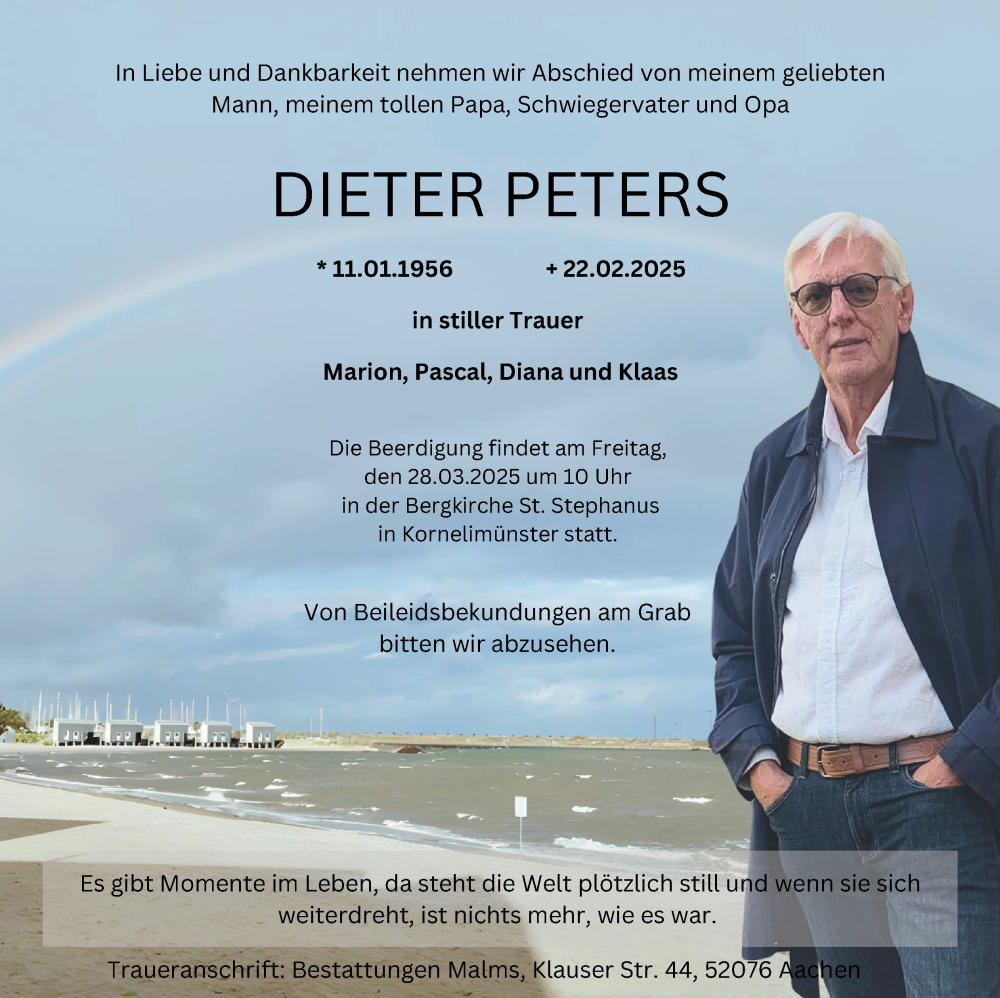 Traueranzeige für Dieter Peters vom 23.03.2025 aus Zeitung am Sonntag