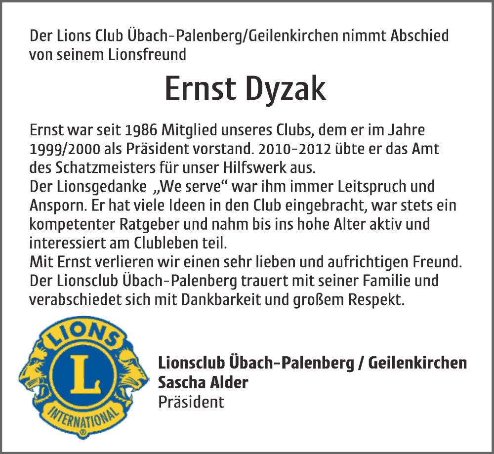  Traueranzeige für Ernst Dyzak vom 09.03.2025 aus Zeitung am Sonntag