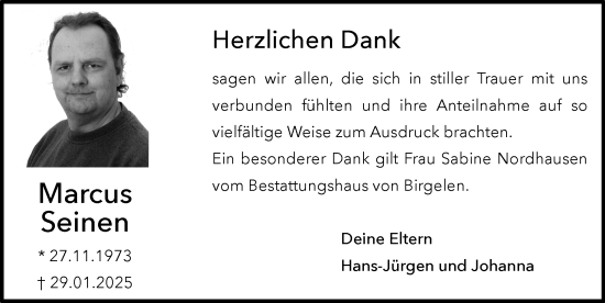Traueranzeige von Marcus Seinen von Zeitung am Sonntag