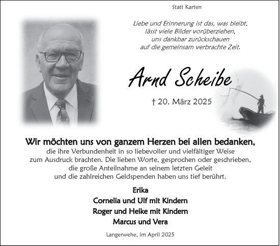Traueranzeige von Arnd Scheibe von Zeitung am Sonntag