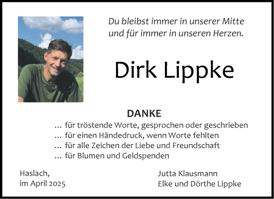 Traueranzeige von Dirk Lippke von Aachener Zeitung