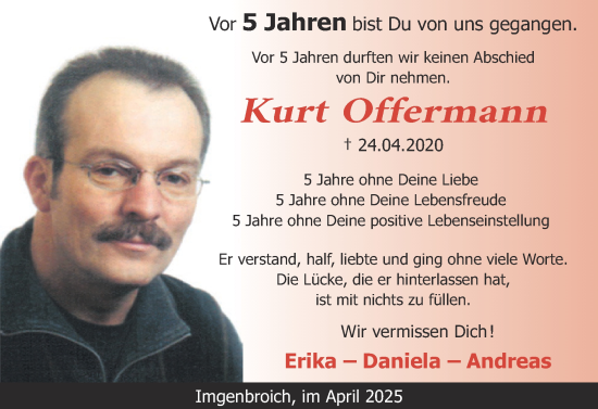 Traueranzeige von Kurt Offermann von Zeitung am Sonntag