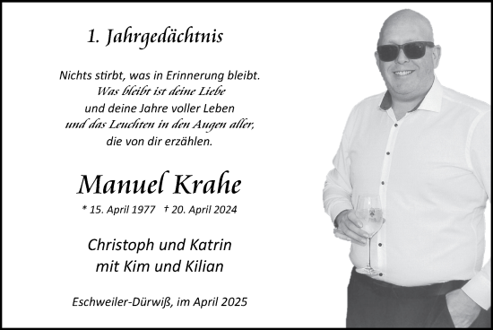 Traueranzeige von Manuel Krahe von Zeitung am Sonntag
