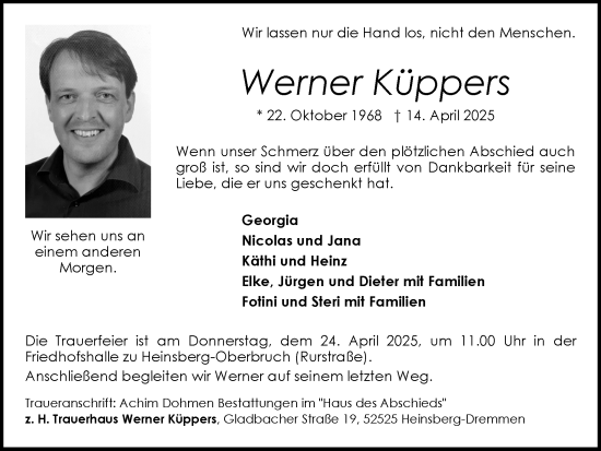 Traueranzeige von Werner Küppers von Zeitung am Sonntag