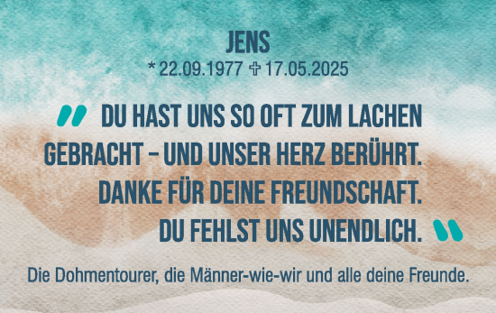 Traueranzeige von Jens Jurasch von Zeitung am Sonntag