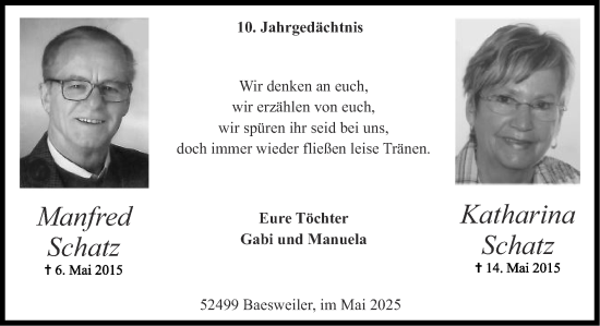 Traueranzeige von Manfred Schatz von Zeitung am Sonntag