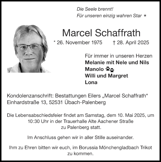 Traueranzeige von Marcel Schaffrath von Zeitung am Sonntag