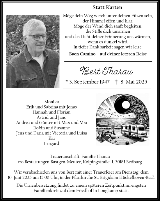 Traueranzeige von Bert Tharau von Zeitung am Sonntag