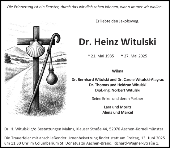 Traueranzeige von Heinz Witulski von Aachener Zeitung