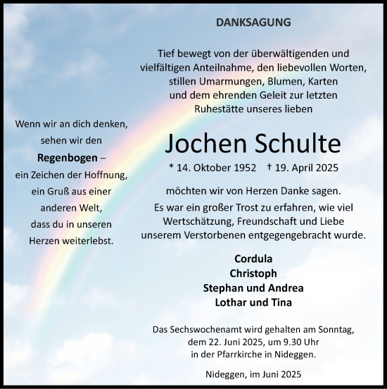 Traueranzeige von Jochen Schulte von Zeitung am Sonntag