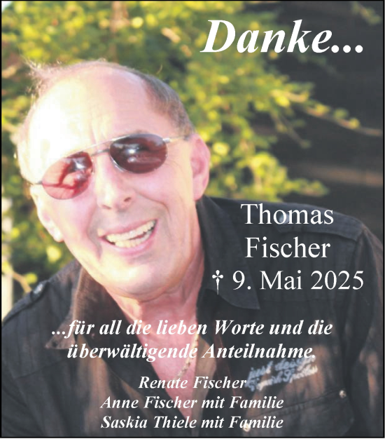 Traueranzeige von Thomas Fischer von Zeitung am Sonntag