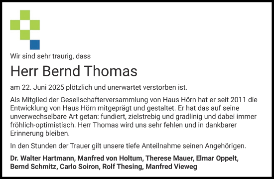 Traueranzeige von Bernd Thomas von Aachener Zeitung