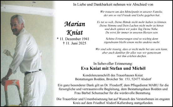 Traueranzeige von Marian Kniat von Zeitung am Sonntag