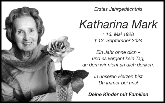 Traueranzeige von Katharina Mark von Zeitung am Sonntag