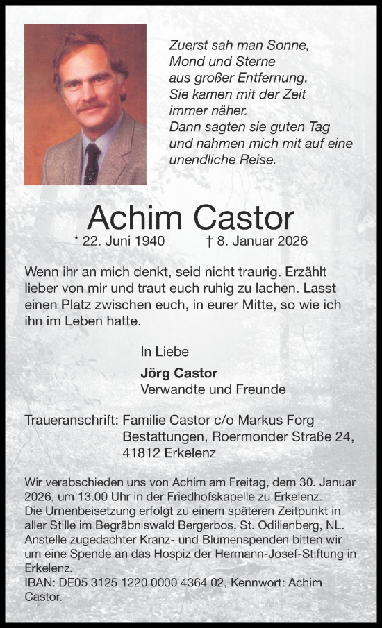 Traueranzeige von Achim Castor von Zeitung am Sonntag