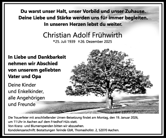Traueranzeige von Christian Adolf Frühwirth von Zeitung am Sonntag