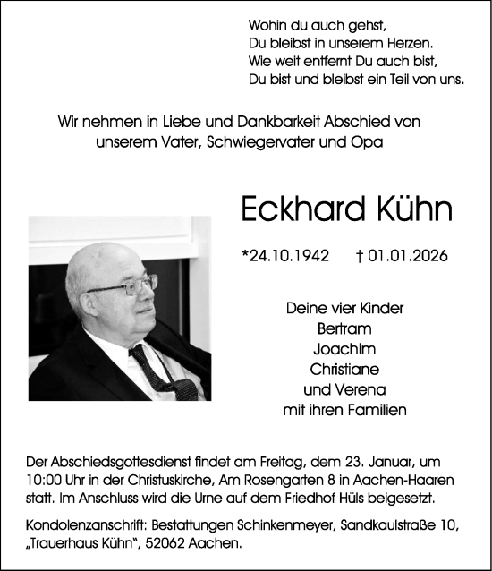 Traueranzeige von Eckhard Kühn von Aachener Zeitung
